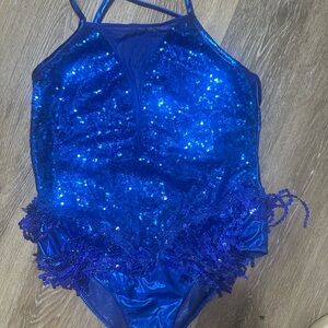 Sparkling Blue Sequin Ladies Leotard Dance Costume